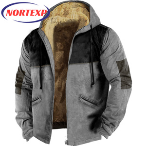 Multicolore tinta unita <span class=keywords><strong>felpa</strong></span> <span class=keywords><strong>con</strong></span> cappuccio stampata 3D <span class=keywords><strong>con</strong></span> fodera in pile <span class=keywords><strong>marrone</strong></span> cappotto di cotone ricamato e sbuffato inverno formato XL - Product Image 4