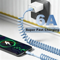Câble de charge portable Type C 6A 100W, anti-emmêlement, accessoires électroniques pour appareils mobiles