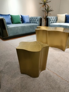 Sang Trọng Độc Đáo Trung Tâm Bảng Khắc Vàng Thép Không Gỉ Cây Thân Cây Bàn Cà Phê - Product Image 4