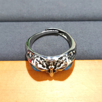 Bague réglable en alliage plaqué argent antique, design simple de hibou aux yeux bleus, bagues pour hommes et femmes, prix de gros bon marché, tendance