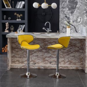 DB Masaccio Ensemble de 2 tabourets de bar pivotants contemporains réglables, cadre en métal jaune, meubles de bar pour la maison - Product Image 5