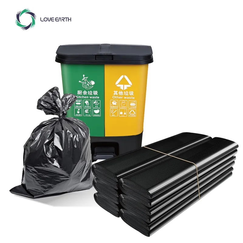 Wholesale Gravure Printing Side Gusset Bag Biodegradable Compostable Garbage Bag With Flat Sealing   Handle