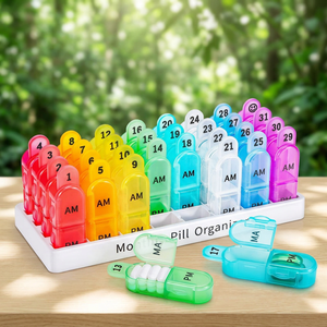Organizador de Pastillas Mensual Portátil al por Mayor, 30 Días, 32 Compartimentos AM/PM, Material PP, Estuches para Vitaminas - Product Image 5