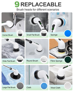 9in1电动洗衣机无绳电动清洁刷清洁浴室长柄9刷头电动旋转洗衣机 - Product Image 5