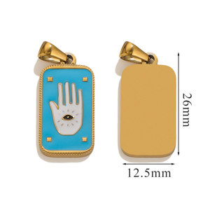 Ciondolo Smaltato Impermeabile a Tema Tarocchi, Placcato Oro PVD, in Acciaio Inossidabile, per Creazione Gioielli Fai da Te - Product Image 6