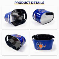 Seau à glace ovale en acier inoxydable 10L personnalisé avec logo, avec poignée, pour bière, vin, champagne, fête, bar, finition miroir, conique