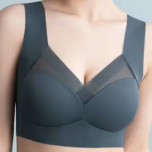 Sujetadores para mujer Sujetador de talla grande sin costuras Tops Cobertura completa Hide Back Fat Cómodo Wireless Femme Bralette L a 6L