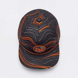 Casquette de golf abstraite motif vague noir orange gris, imperméable, avec patch PVC, cordon, snapback, 5 panneaux, perforée, respirante, pour homme et femme, idéale pour l'extérieur - Product Image 6