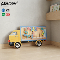 Truk Kayu Montessori yang Dapat Dipindahkan, Mainan Edukatif Dinding - Permainan Pengaturan Furnitur & Keterampilan Spasial untuk Anak Usia 2-13 Tahun