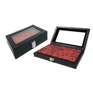 Ensemble de dominos professionnels en plastique, 12 pièces, avec boîte en cuir - Product Image 1