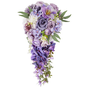 High-end Artificial Bridal Bouquet Bridesmaid Bouquet-Water <b>Drop</b> Shape Roses Handmade Valentine's Day Wedding Decor - Product Image 6