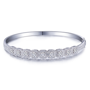 Messi Jewelry MSB-332 New Fashion Design 18k <b>Solid</b> <b>Gold</b> Bracelet 9pieces 4mm DEF Moissanite Woman Bracelets - Product Image 1
