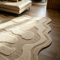 Tapis fait main au design moderne, tapis sur mesure de forme fluide, tapis tufté pour la maison, l'hôtel et la villa