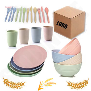 Assiettes à dîner en plastique réutilisables incassables motif paille de blé <span class=keywords><strong>vaisselle</strong></span> pour enfants pour le <span class=keywords><strong>camping</strong></span> pour les aventures en plein air - Product Image 1