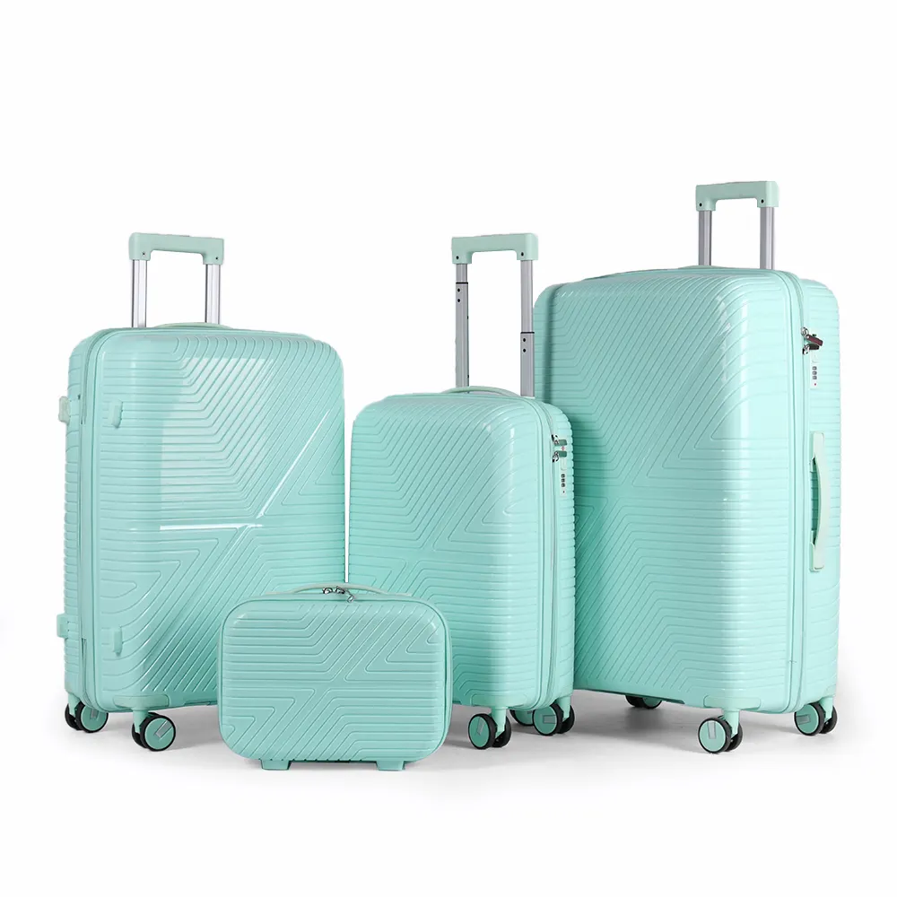 2024 Trung Quốc bán buôn PP hành lý bán buôn Hot Bán Vali 4 cái Bộ lấp lánh màu hành lý