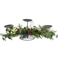 Porte-bougie de Noël, centre de table, verdure de pin, eucalyptus, 50 cm, décoration de table de fête, vente en gros