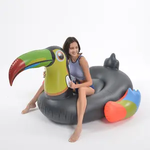 为儿童和成人定制夏威夷卢奥主题水上玩具热带巨嘴鸟充气泳池漂浮海滩派对