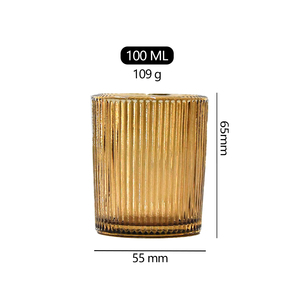 Tarro <span class=keywords><strong>de</strong></span> cera cilíndrico pequeño acanalado <span class=keywords><strong>de</strong></span> rayas verticales 3oz 100mL Portavelas <span class=keywords><strong>de</strong></span> <span class=keywords><strong>vidrio</strong></span> ámbar transparente vacío Lámpara <span class=keywords><strong>de</strong></span> té del día <span class=keywords><strong>de</strong></span> San Valentín - Product Image 5