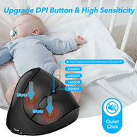 Mouse Nirkabel Isi Ulang untuk Tangan Kiri, Digenggam Secara Vertikal, dengan Desain Ergonomis dan Mode Tidur untuk Laptop Komputer