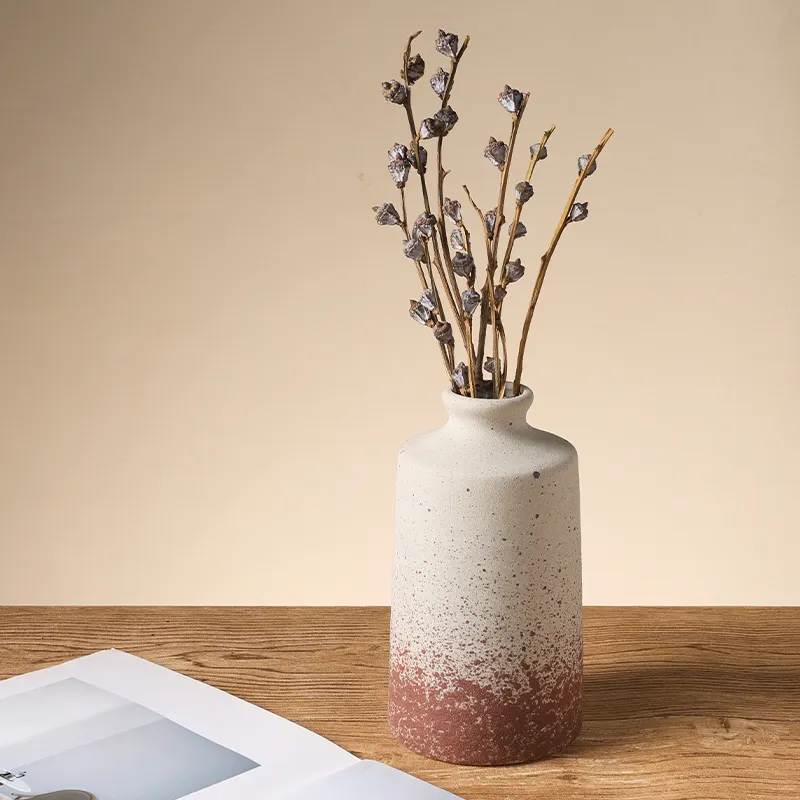 セラミック工場北欧の素朴な装飾レトロ粘土陶器花瓶棚用セラミックつぼみ花瓶