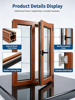 Ventana Abatible de PVC Revestida de Madera con Ventilación Natural y Doble Acristalamiento para Villas Modernas, Venta al por Mayor de Fábrica, Ventana Interior