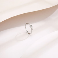 Bague double cœur en acier inoxydable, bijoux fantaisie, délicate, en argent sterling