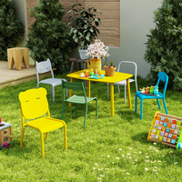 Suministro directo de fábrica, muebles de aluminio para niños, juego de mesa de actividades para niños al aire libre, escritorio de patio trasero para niños, silla colorida