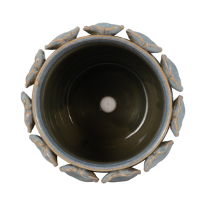 Vaso in Ceramica Rotondo con Design a Bordo Fogliatoio per Uso Interno ed Esterno - Product Image 5
