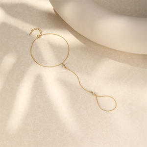 패션 체인 링크 팔찌 925 스털링 실버 체인 손가락 팔찌 4 클로버 지르콘 골드 도금 팔찌 여성용 - Product Image 3