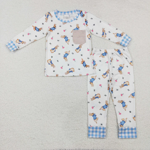 Ensemble de vêtements pour enfants en gros, pyjamas de Pâques assortis pour frères et sœurs avec imprimé lapin - Product Image 3