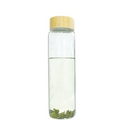Botol Air Olahraga Borosilikat Bening Besar 1000 Ml, Botol Kaca dengan Tutup Bambu Kustom