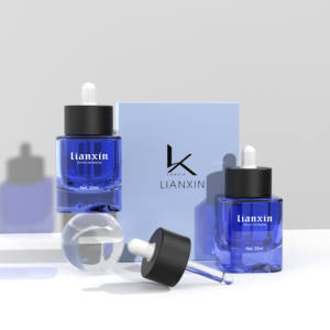 Flacon de sérum de luxe vide de 30 ml avec boîte, personnalisable, en verre givré vert, flacon compte-gouttes pour soins de la peau - Product Image 4