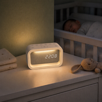 Nachtlicht-Wecker mit 3 Farbtemperaturen, Schlafmusik, Weißes-Rauschen-Gerät und Aufwachlicht für das Bett