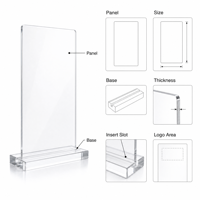 Support de numéro de table en acrylique personnalisé, transparent, pour restaurant, mariage, porte-carte de table, présentoir de menu, avec base imprimée du logo OEM