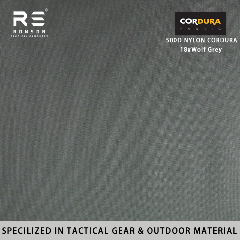 18#WG Wolf Grey 500D Nylon Cordura Fabric Waterproof and Durable for Tactical and Outdoor Use PU Coated Woven Fabric for Outdoor