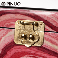 Boîte de rangement pour bijoux de luxe PINUO, boîte à bijoux en marbre rose, plateau en velours orange, boîte à bijoux en bois personnalisée pour bague, boucles d'oreilles, collier