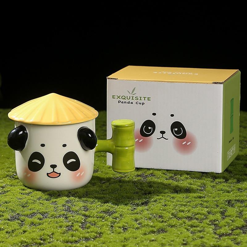 Fun Cartoon Panda Design Ceramic Mug 380ml Perfect for Milk & Juice