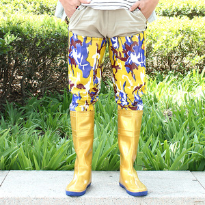 Bottes de pluie pour homme Golden Boot, camouflage jaune, extra longues, pour la plantation du riz, au-dessus du genou, antidérapantes, résistantes à l'usure - Product Image 2