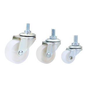Ruedas giratorias de PP blanco de 1-3 pulgadas con vástago roscado y freno, ruedas de acero inoxidable y caucho para carros de muebles - Product Image 6
