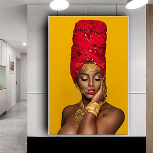 Nero e Oro Sexy Labbra <span class=keywords><strong>Nude</strong></span> Arte Africana Donna Tela Cuadros Immagine della Parete dipinti arte su tela di canapa moderna - Product Image 1