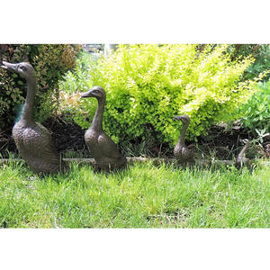 आउटडोर सजावट हाथ से नक्काशीदार जीवन आकार धातु कांस्य उड़ने वाली बतख मूर्ति - Product Image 4