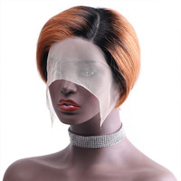 Perruques en cheveux humains vierges bon marché, lace frontal, cheveux courts blonds brésiliens, coupe bob pixie, coupe africaine, fermeture pour femmes