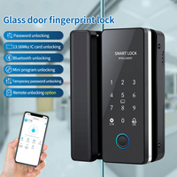 Serrure de porte intelligente en bois coulissante en verre avec lecteur d'empreintes digitales biométriques, carte IC et serrure électronique numérique