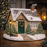 WeiVista Weihnachtsdorf-Haus aus Kunstharz mit Beleuchtung, Winter-Cottage-Dekoration für Feiertags-Tischdekoration