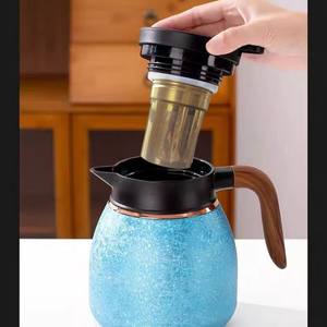 Ceramic Lined Thermos Teapot 316 Stainless Steel Insulated Water Pot With Lid Blue Color Household Brewing <b>Kettle</b> - Product Image 2