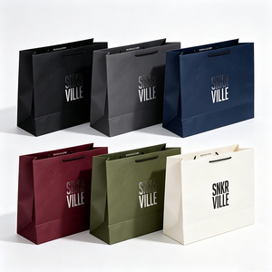 Paper Packaging Shopping <strong>Gift</strong> <strong>Bags</strong> with Handle for <strong>Small</strong> Businesses Customized Black Matte Thick Paper <strong>Bag</strong> with logo Print - Product Image 3