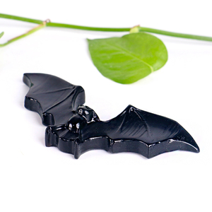 Vente en gros de sculptures d'animaux en pierre précieuse de cristal Reiki, chauve-souris en obsidienne noire pour la décoration - Product Image 6