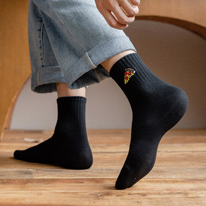 Venta al por mayor <span class=keywords><strong>Pizza</strong></span> Burger <span class=keywords><strong>Calcetines</strong></span> Hombres Dibujos animados Bordado Tendencia Transpirable Wicking Low-Top Mid-Tube <span class=keywords><strong>Calcetines</strong></span> <span class=keywords><strong>de</strong></span> algodón - Product Image 3