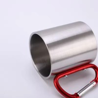 Mug personnalisé unique avec logo, durable, 300 ml, 10 oz, mug à café en acier inoxydable, mug de voyage, gobelet à eau avec clip mousqueton pour le camping