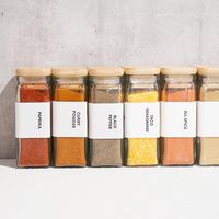 Nouvel ensemble de 12 bocaux de rangement en verre rectangulaires de 4 oz avec couvercle en bambou, pots en verre pour épices, poivre, cuisine